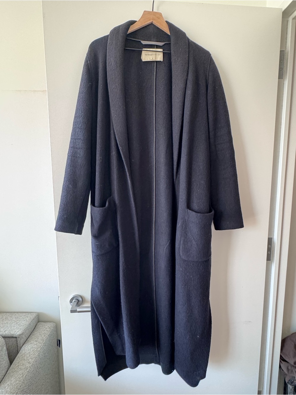 Aritzia long navy coat